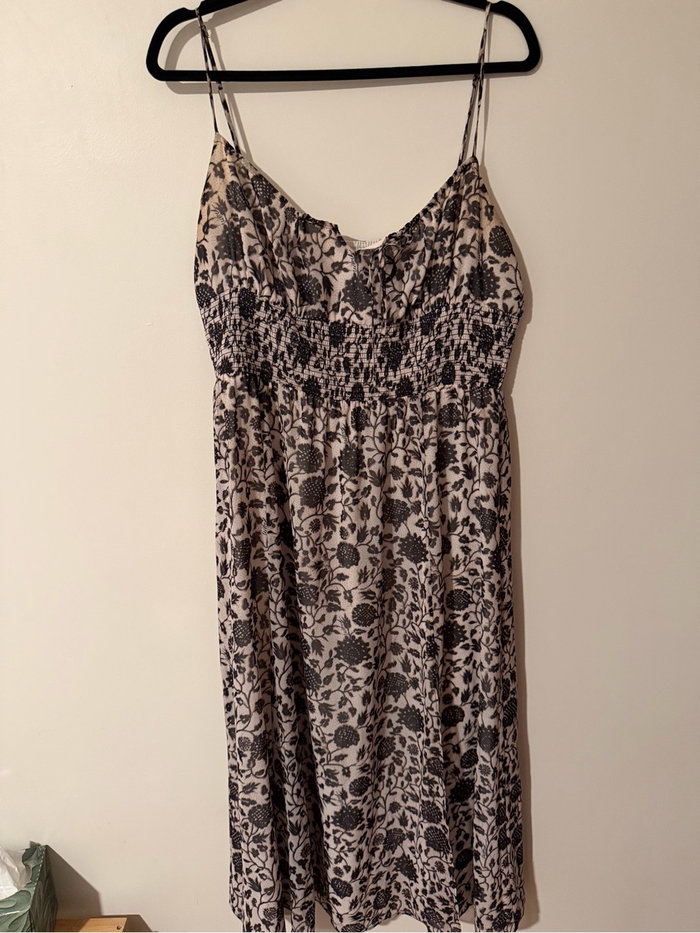 Aritzia Black Floral Maxi Dress on Cream Base